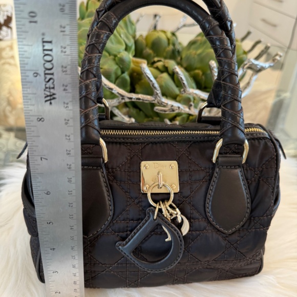 Darling Dior Satin Mini Handbag - Quilted in Brown with Gold Hardware - Picture 8 of 14